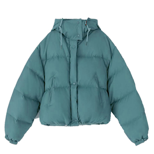 Chaqueta Acolchada Gruesa con Capucha para Hombre y Mujer, Abrigo Corto Informal de Invierno en Color Sólido, Tejido de Ganchillo, Servicio OEM Disponible - Product Image 4