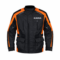Blouson de moto KADIA pour homme, noir et orange, manches longues, coupe-vent, toutes saisons, avec protections, veste de motard