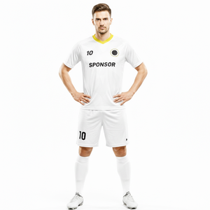 Uniforme de Fútbol Blanco Profesional, Transpirable, de Alta Demanda, con Conjunto de Pantalones Cortos, Se Acepta Logotipo Personalizado en la Parte Delantera - Product Image 5