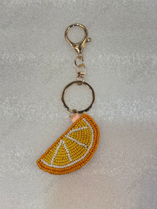 Llavero de Bolso con Cuentas de Algodón Hechas a Mano, Diseño de Rodaja de Naranja Cítrica, Accesorio de Moda de Verano de Lujo Ecológico, Venta al por Mayor - Product Image 3