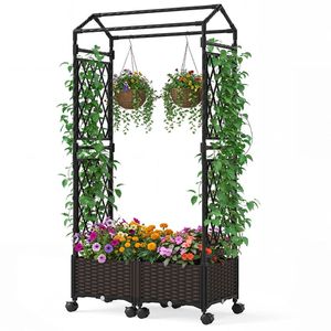 Vasi e Fioriere Autoirriganti da 5,5 Piedi con Graticola e Tetto per Decorazione del Giardino - Product Image 4