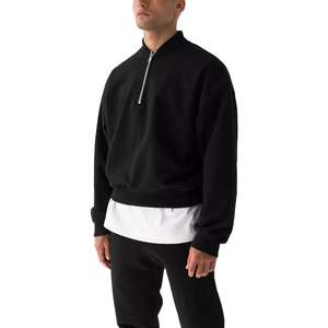 เสื้อฮู้ดดี้ผ้าเฟรนช์เทอร์รี่ 400GSM แบบย้อมสีเอซิดสั่งทำพิเศษ ซิปครึ่งตัว สำหรับผู้ชาย เสื้อสเวตเชิ้ตซิป 1/4 สไตล์วินเทจ - Product Image 6