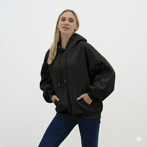 Sweat-shirt à capuche oversize professionnel pour femme, en molleton décontracté, à manches longues, avec poche kangourou et cordon de serrage - Product Image 6