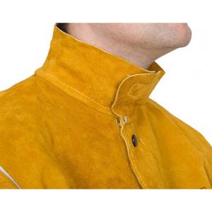 Veste de soudage en cuir jaune résistante à la chaleur et aux flammes, protection intégrale des manches, pack respirateur, niveau ignifuge A, résistance à la chaleur 200°C - Product Image 3