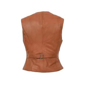 Chaleco de Cuero Original para Mujer, Piel de Cordero Genuina Suave, Chaleco de Moda, Logotipo Personalizado, Fábrica OEM - Product Image 4