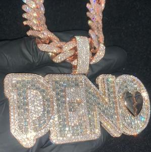 4.60Ct <b>Initial</b> Custom Letter <b>Pendant</b> with Round Cut Moissanite 925 Rose Gold Plated for Parties - Product Image 2