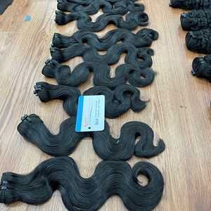 Soldes de Noël : Extensions de cheveux humains 100% vierges Remy vietnamiens noirs, ondulés, double trame, qualité supérieure, soyeux et permanentés - Product Image 4