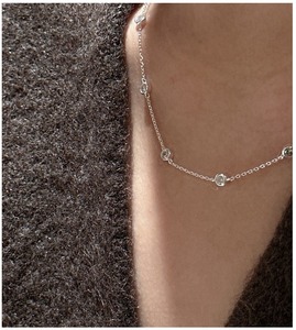 Collier en argent sterling S925 avec perles de zircon, style coréen rétro, chaîne de clavicule basique, vente en gros - Product Image 4