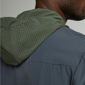 Custom Hooded Solid <b>Men's</b> Windbreaker <b>Jacket</b> with Drawstring Closure 100% Cotton Fleece Fabric Multi-Pocket Design - Product Image 6