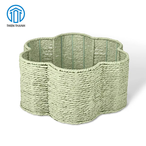 Panier de rangement en papier fait main en forme de fleur, organisateur décoratif tressé, décoration pour chambre d'enfant et maison, vente en gros - Product Image 1