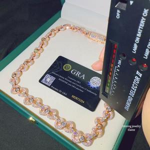 Collier chaîne cubaine de luxe en moissanite bleue et blanche, style hip-hop glacé, pièce maîtresse - Product Image 3