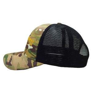 Sombreros de camionero de camuflaje/Negro, Gorras de 6 paneles, Gorras estructuradas, logotipo bordado en 3D, ala curva, cierre Snapback ajustable, Unisex - Product Image 4