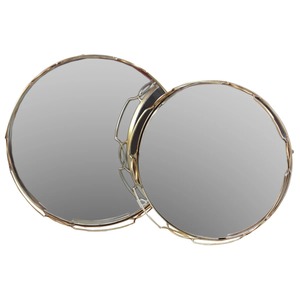 Round <b>Mirrored</b> Storage <b>Tray</b> With Gold Finish Modern Design Table Use Single Tier Jewelry Organizer - Product Image 3