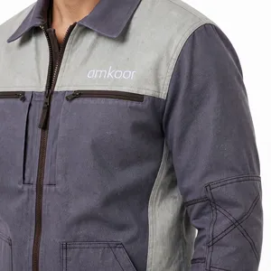 Veste de travail matelassée imperméable en toile pour homme, couleur personnalisée, avec capuche, fermeture éclair, poches et design croisé sur le devant, automne-hiver - Product Image 6