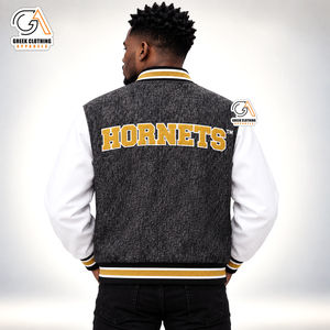 เสื้อแจ็คเก็ตวาร์ซิตี้ ASU Hornets สำหรับผู้ชาย ผ้าโพลีเอสเตอร์/คอตตอน สไตล์พรีปปี้ ทรงปกติสำหรับฤดูใบไม้ผลิ ปักตัวอักษรด้านหน้า ตกแต่งอย่างหรูหรา - Product Image 2
