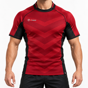 Maillot de rugby haut de gamme, vêtements de sport personnalisés, t-shirt par sublimation, tissu respirant, construction légère, coupe confortable, anti-humidité - Product Image 1