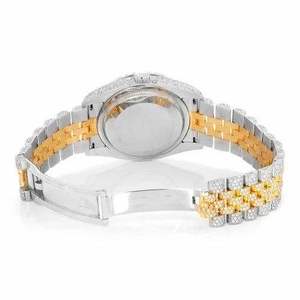 Luxury Fully Iced Out Moissanite <b>Watch</b> <b>Blue</b> Dial Two Tone Gold Silver Automatic Mechanical Diamond <b>Watch</b> - Product Image 3