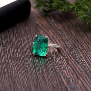 Anillo de Esmeralda Colombiana con Corte Cojín, Plata de Ley 925, Joyería de Esmeralda, Regalo de Navidad para Mujer - Product Image 3