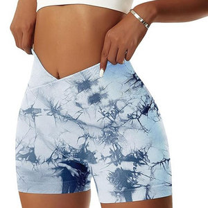 กางเกงขาสั้นโยคะเอวสูงสำหรับผู้หญิง ระบายอากาศได้ดี ไร้ตะเข็บ กระชับสะโพก เหมาะสำหรับออกกำลังกาย ผลิตจากผ้าสแปนเด็กซ์/ไนลอน ปรับแต่งได้ - Product Image 1