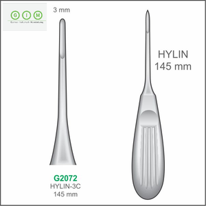 MELPEX BEAUTY INSTRUMENTS G2057 Élévateur dentaire à pointe droite 2,0 mm en acier inoxydable 420, manche creux 140 mm, autoclavable - Product Image 1