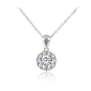 Collier pendentif personnalisé en or blanc 18 carats avec diamant de laboratoire de 6,5 mm, 1 carat, rond, brillant, solitaire, bijoux pour femmes - Product Image 1