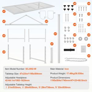 Supporto Regolabile per Suini 47x23 Pollici in Metallo, Altezza da 21 a 33 Pollici, Usato e Nuovo - Product Image 4
