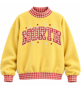 Manufacturer Wholesale <b>Women's</b> Mock Neck <b>Sweatshirt</b> Custom Merry <b>Christmas</b> Letter Patch Embroidery Cotton Fleece Top - Product Image 5