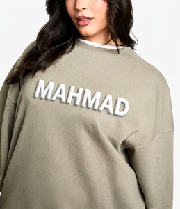 Customized 3D Embossed <b>Foam</b> Puff Print Women Crew Neck Sweatshirts Loose Fit Plain Cotton French Terry Girls Sweatshirt - Product Image 3