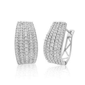 1.53 Cttw Round Cut White Natural Diamond <b>Huggie</b> Hoop Earrings 925 Sterling <b>Silver</b>, G-H Color Prong Setting - Product Image 3