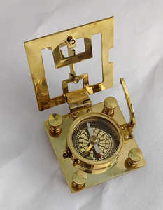 Solid Brass <b>Compass</b> Sundial Nautical <b>Navigation</b> Instrument with Adjustable Gnomon Engraved - Product Image 2