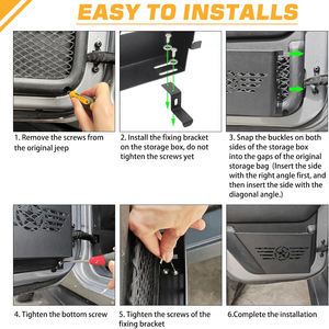 Organizer Laterale in Metallo con Logo a Cinque Stelle per Porta Posteriore, Tasche Portaoggetti per Jeep Wrangler JK JKU 4 Porte 2P 2007-2017 - Product Image 5