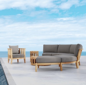 Modern Outdoor Teak Sofa Set Patio Garden Lounge Furniture Luxury Wooden Outdoor <b>Seating</b> - Product Image 6