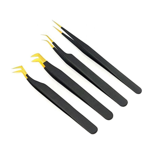 Custom Eyelash Extension Tweezers Black Handle Gold Tip Stainless Steel Volume <b>Lash</b> Precision Tool <b>Kit</b> With Wholesale Price - Product Image 1