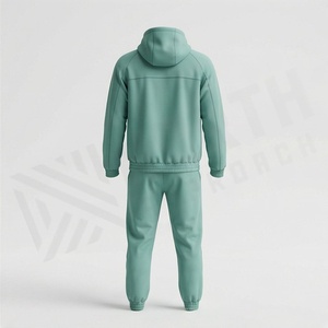 Survêtement unisexe à capuche, manches longues, motif géométrique, polyester et coton, vêtement décontracté d'automne avec poches latérales et fermeture éclair - Product Image 2