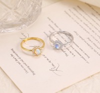 Bague en argent sterling S925 plaqué or avec opale tournesol, micro-pavé de zircon, bande ouverte, bijoux de luxe pour femmes