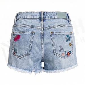 Heavy <b>Work</b> Casual Denim Shorts Colorful Floral Embroidery Womens Summer Loose <b>Jeans</b> Best Quality Customized Color Fits - Product Image 2