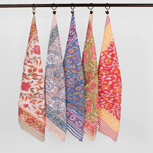 Artisan Block Print Floral Cotton <b>Square</b> <b>Scarf</b> Boho Chic Fashion Multifunctional High Quality Head <b>Scarf</b> Ethnic Spring Summer - Product Image 3