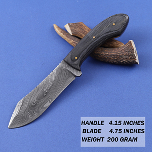 Couteau à lame fixe en acier Damas, couteau à dépecer à lame tombante, qualité industrielle, manche en bois Pakka, couteaux de chasse personnalisés OEM - Product Image 4