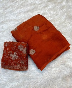 Sari de Seda Pura Bicolor con Tela Espacial, Blusa con Hojas de Shree Fendi Hechas a Mano, Ecológica, de Secado Rápido, Tejida, Ligera, para Fiesta, para Mujer - Product Image 5