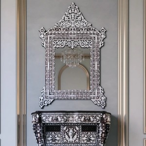 Exclusive Luxury Mother of Pearl Inlay Mirror Frame Arabic Style Decorative Wall Mirror for Villa and Hotel Interiors - Product Image 5