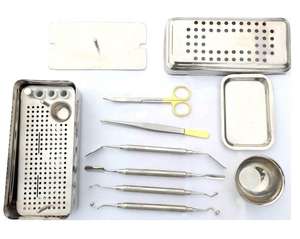 Kit d'instruments de chirurgie générale pour implants dentaires PRF, manuel, réutilisable, de haute qualité, certifié CE, argenté, avec poignée ergonomique - Product Image 2