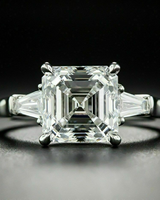 Bague de fiançailles solitaire de luxe en diamant de laboratoire taille Asscher avec placage rhodium et certification IGI pour femme, bijoux de mariage