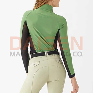 Camiseta de equitación para mujer al por mayor, capa base elástica en cuatro direcciones, antibacteriana, de spandex y poliéster, ajuste ceñido - Product Image 3