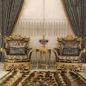 Juego de Sofás Tapizados en Madera de Teca de Lujo Estilo Palacio Majestuoso, Tallados a Mano, Muebles Clásicos Reales para Sala de Estar, Estilo Europeo Premium - Product Image 5