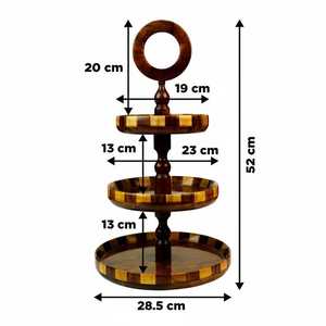 UO Craft Personalized Round Wooden Serving Tray Minimalist Design Wooden 3 Tier <b>Storage</b> Stand Rustic Eco-Friendly Living Room - Product Image 3