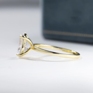 Anillo de compromiso de moissanita, plata de ley 925, chapado en oro de 14 quilates, anillo de promesa de boda para mujer, regalo de joyería fina - Product Image 2