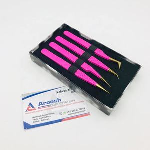 แหนบต่อขนตาปลอมสีชมพูและสีทองแบบมืออาชีพทำจากสเตนเลสสตีลแข็งปลายแหลม - Product Image 6