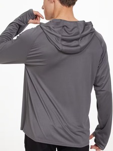 ZENGVEE Sweat-shirt à capuche à manches longues pour homme, séchage rapide, coupe régulière, couleur unie, vêtements d'été décontractés - Product Image 3