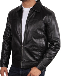 Men's Genuine Leather <b>Thin</b> Reversible Plus Size Winter <b>Jacket</b> with Zipper Closure - Product Image 5