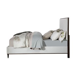 Letto E. King Carena Rivestito in Tessuto Grigio Chiaro - Product Image 3